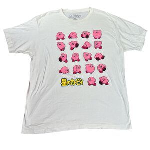 Kirby Hoshi Nintendo Japanese Logo Graphic T Shirt Mens XL White